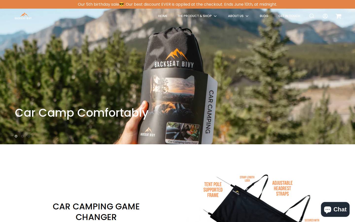 backseatbivy.com homepage screenshot