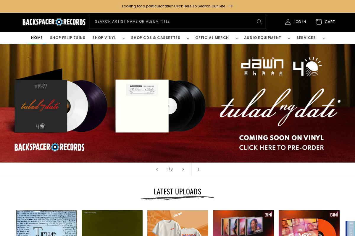 Backspacer Records homepage screenshot