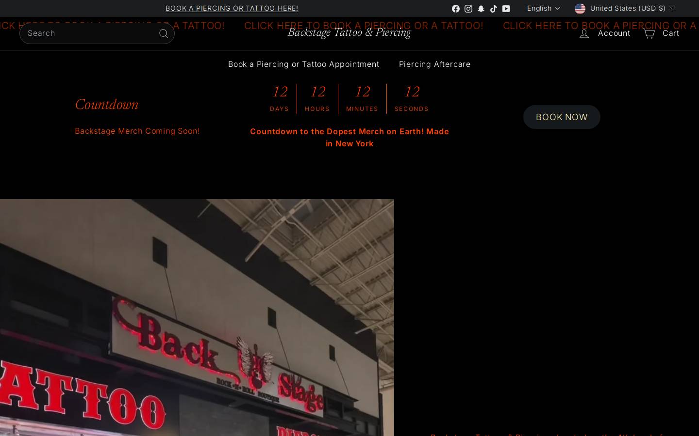 Backstage homepage screenshot