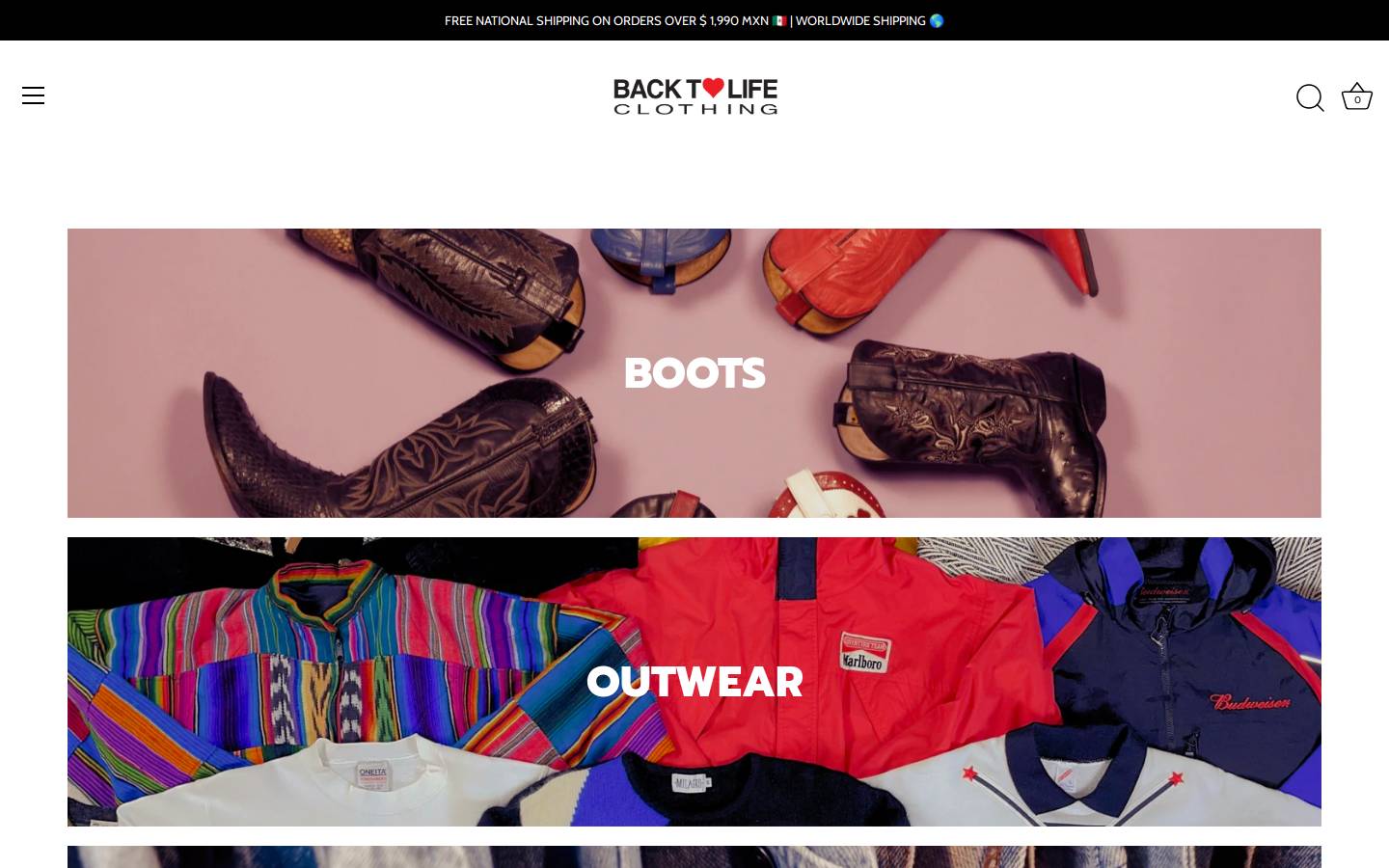 backtolifeclothing.com homepage screenshot