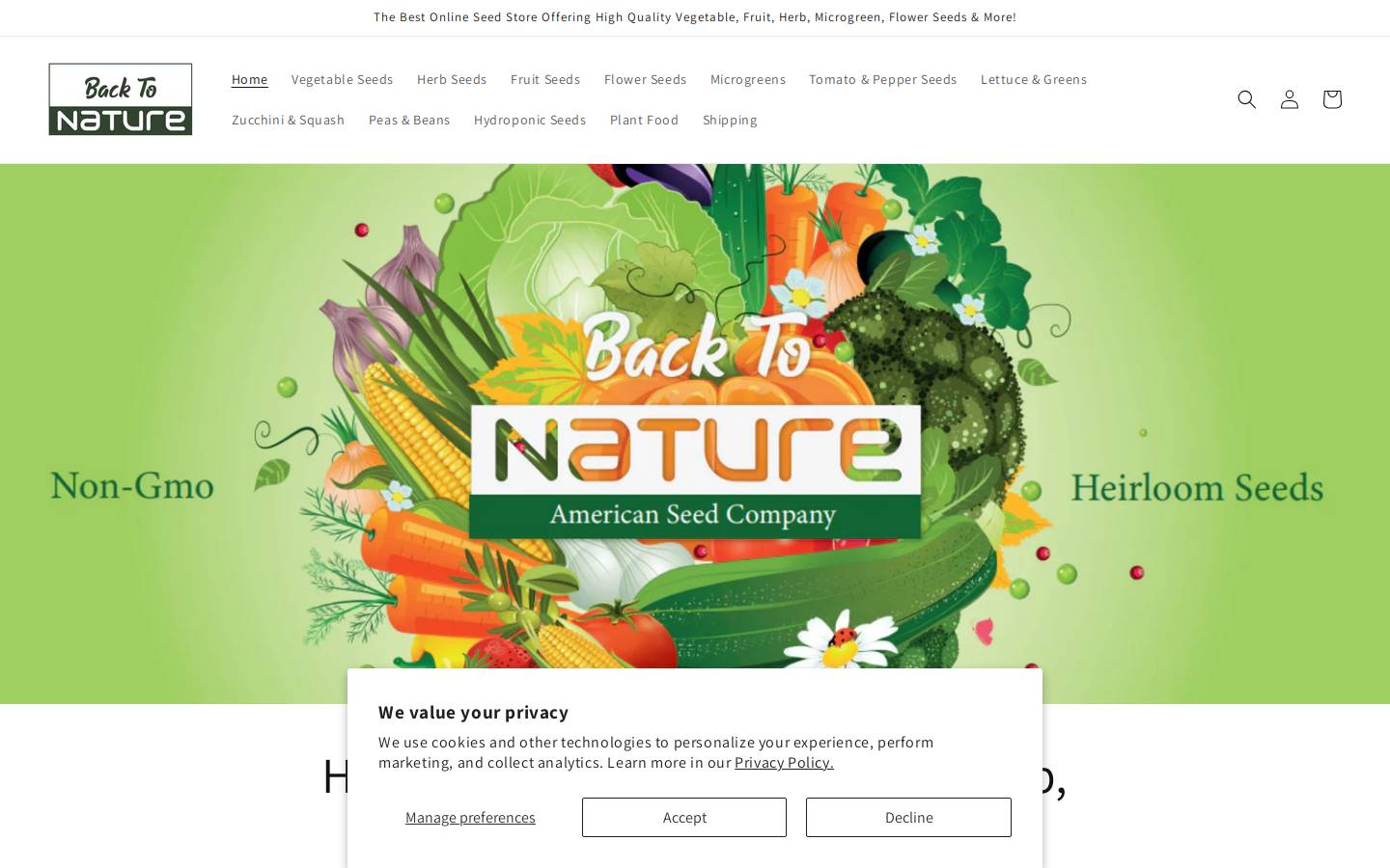 Backtonaturecompany homepage screenshot