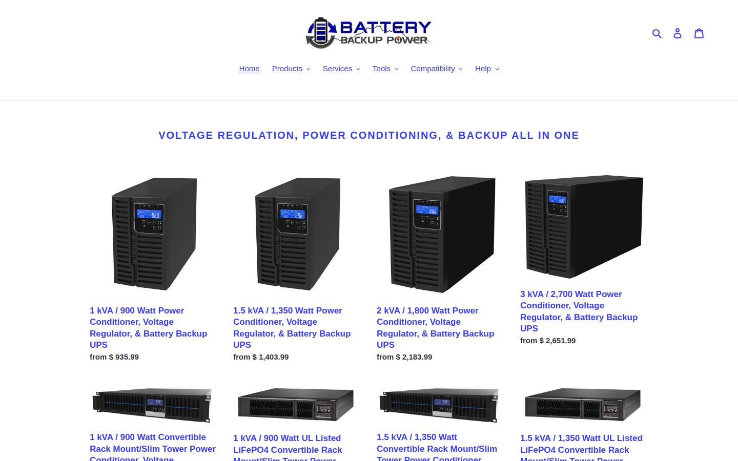 backupbatterypower.com homepage screenshot