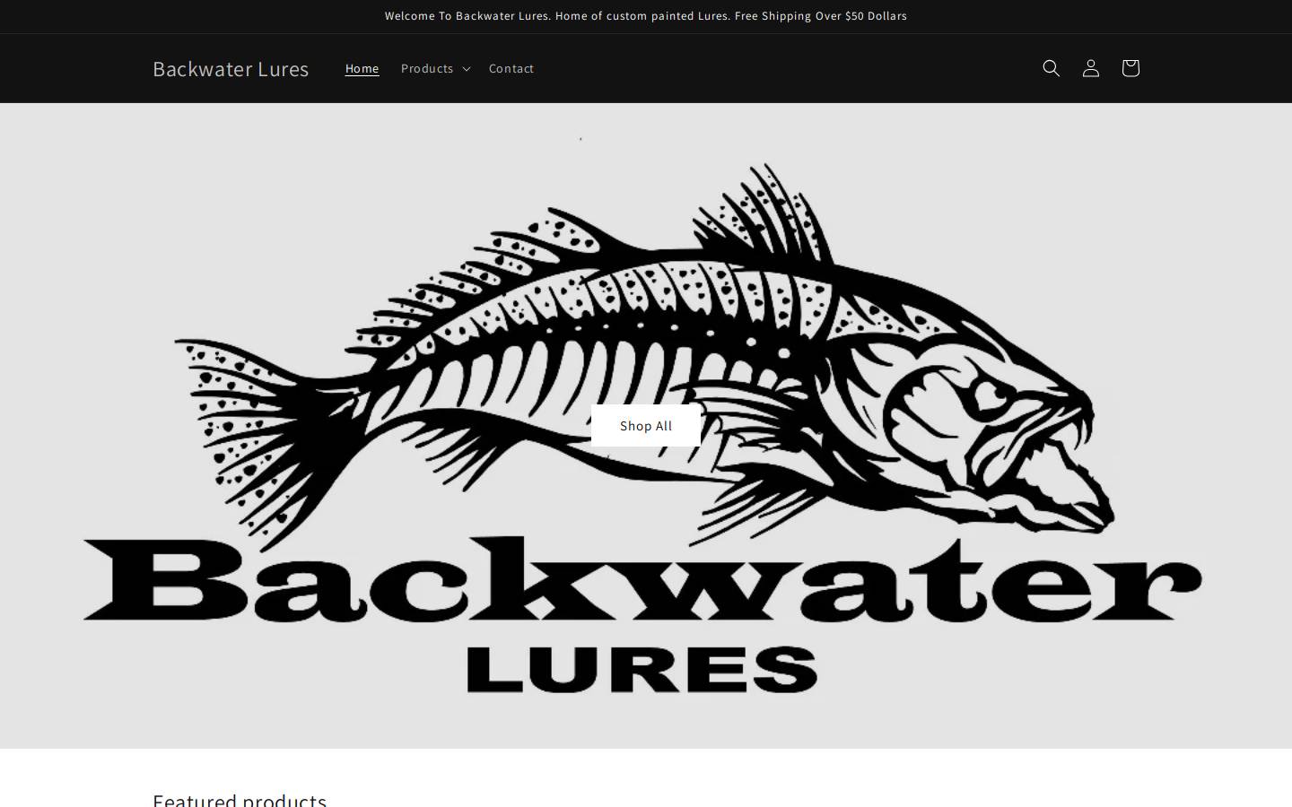 backwaterlures.com homepage screenshot