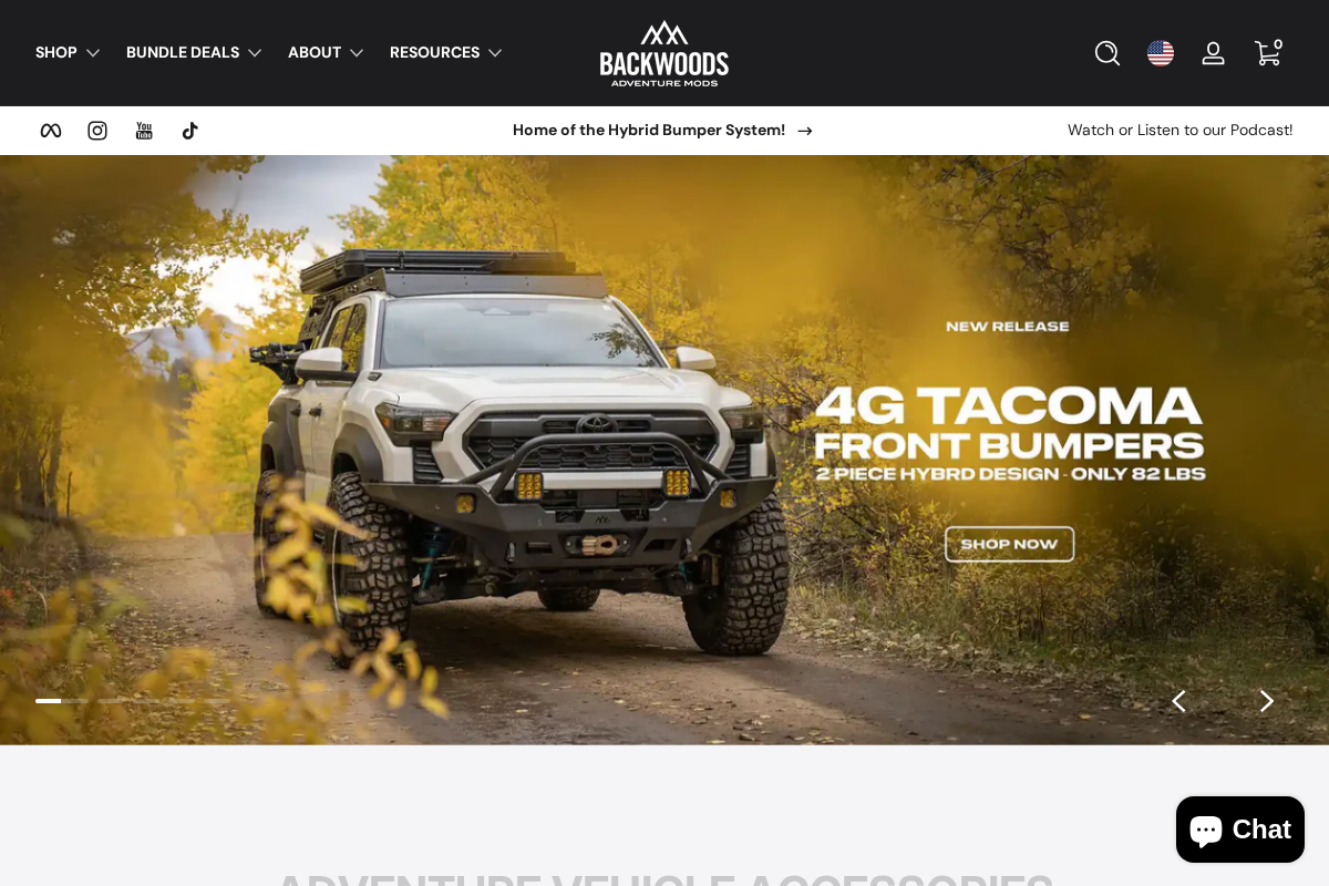 Backwoods Adventure Mods homepage screenshot
