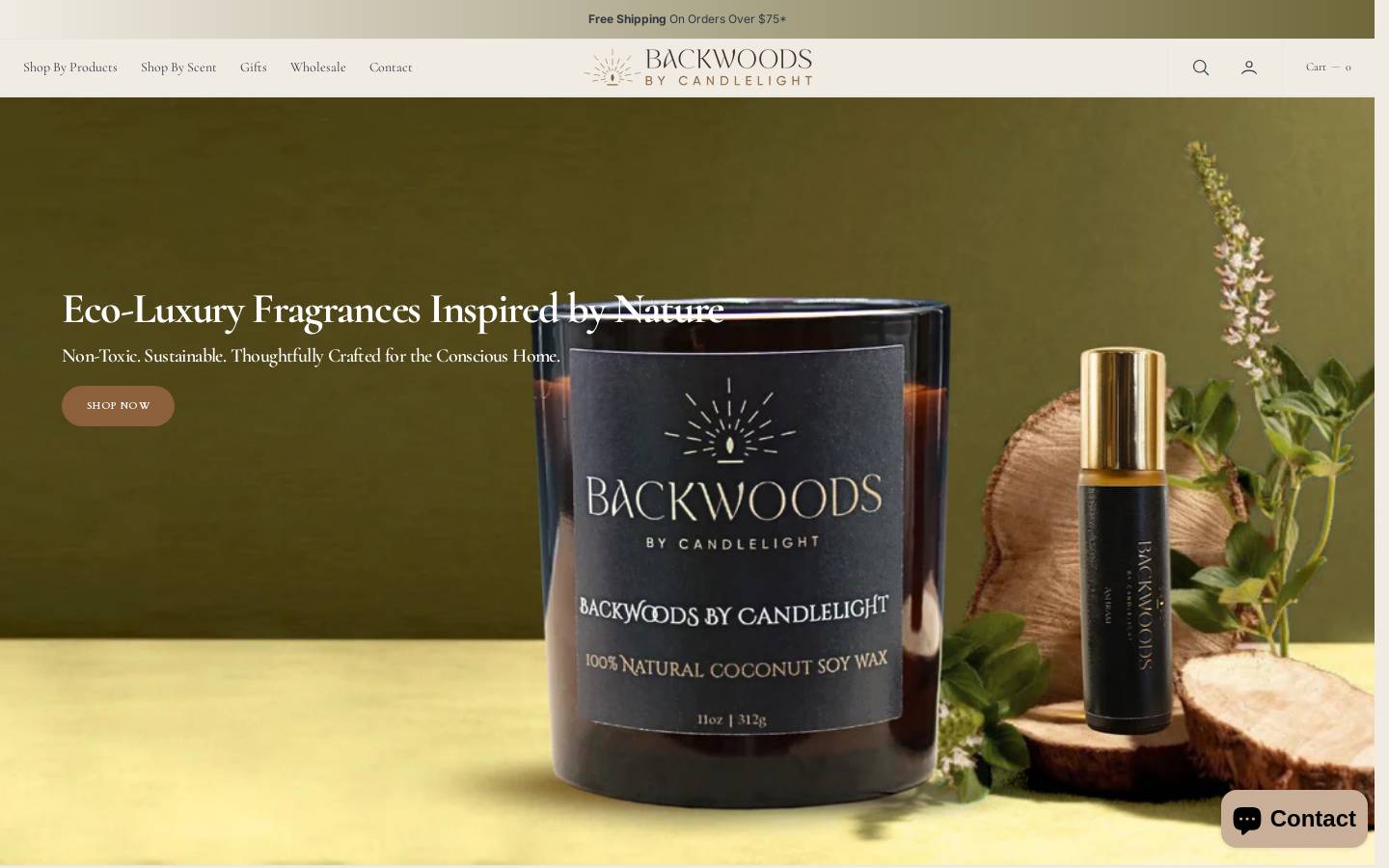 backwoodsbycandlelight.com homepage screenshot
