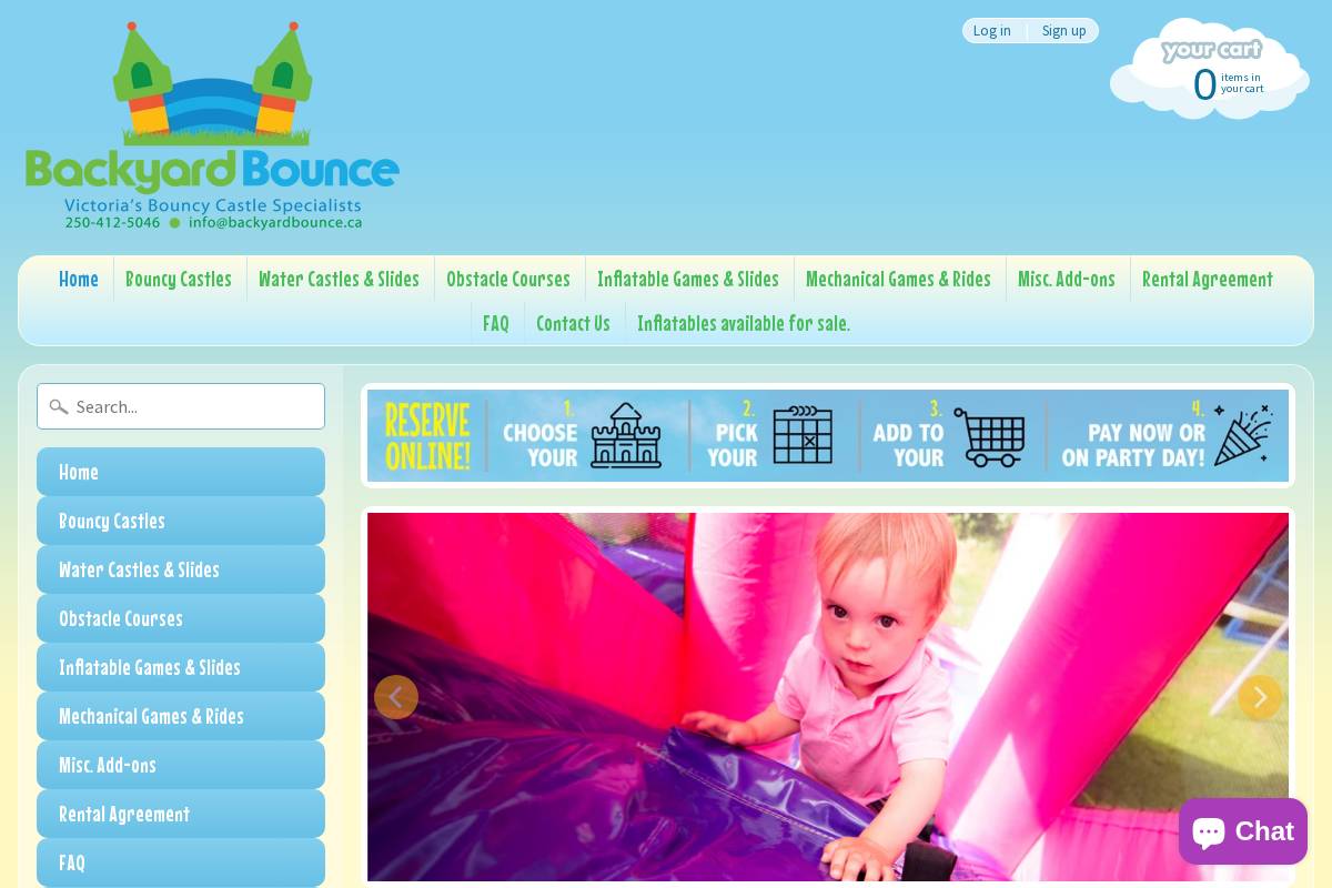 backyardbounce.ca homepage screenshot
