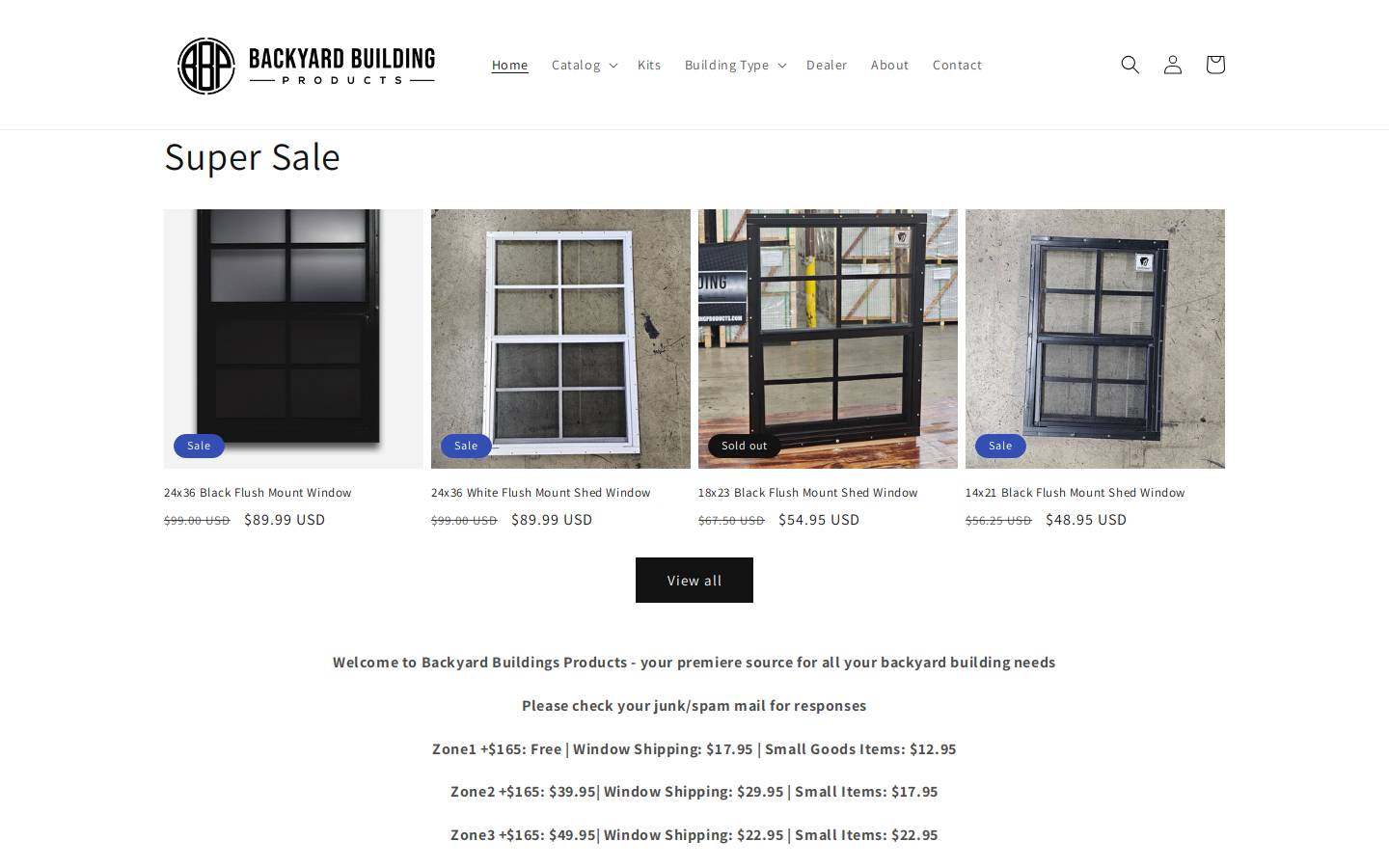 Backyardbuildingproducts homepage screenshot