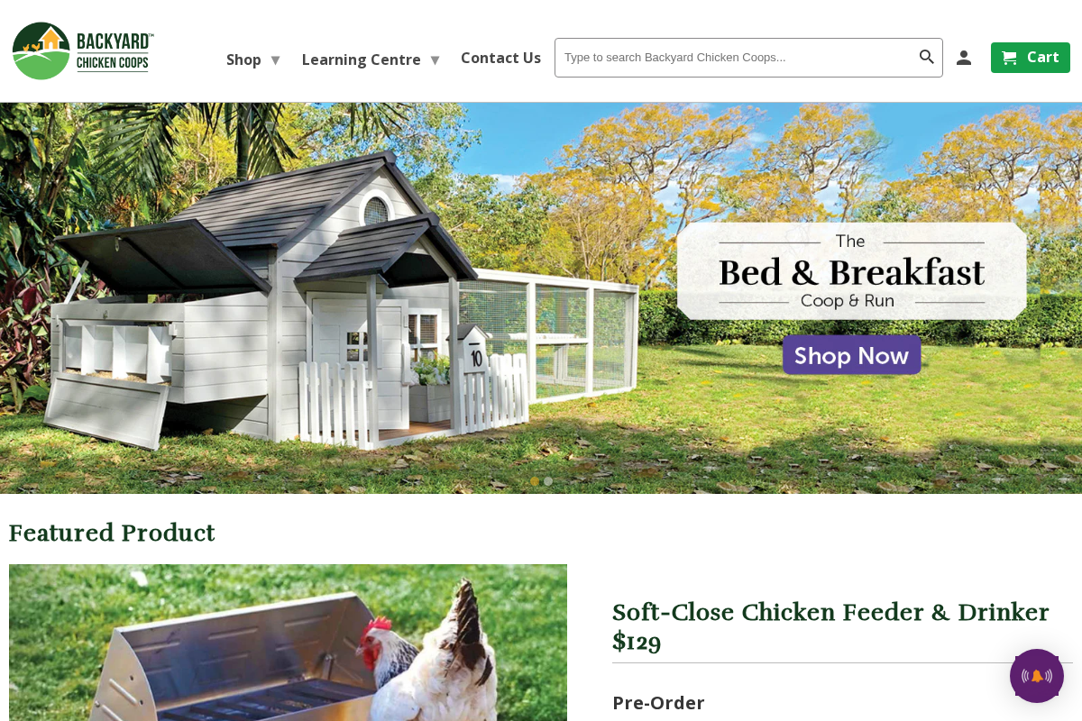 Backyard Chicken Coops homepage screenshot