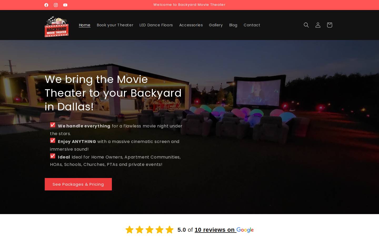 Backyardmovietheater homepage screenshot