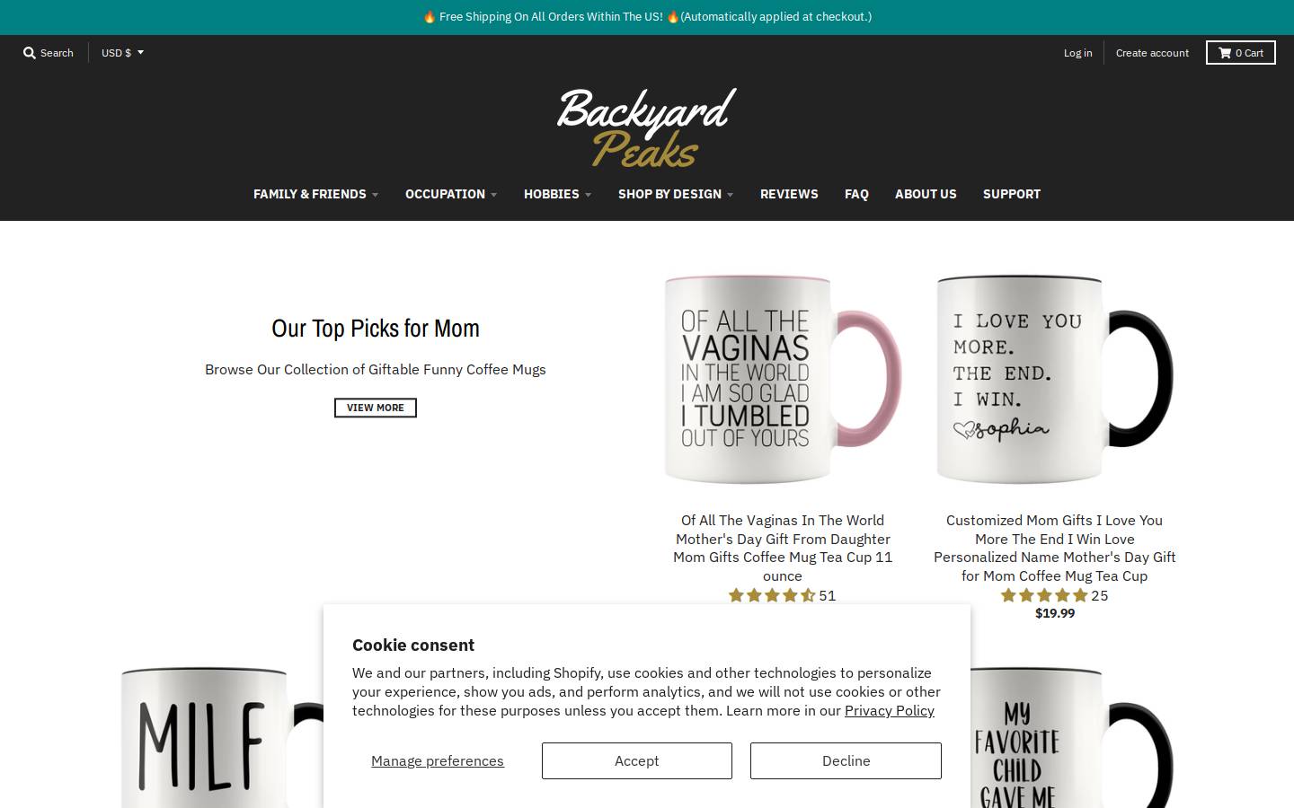 backyardpeaks.com homepage screenshot