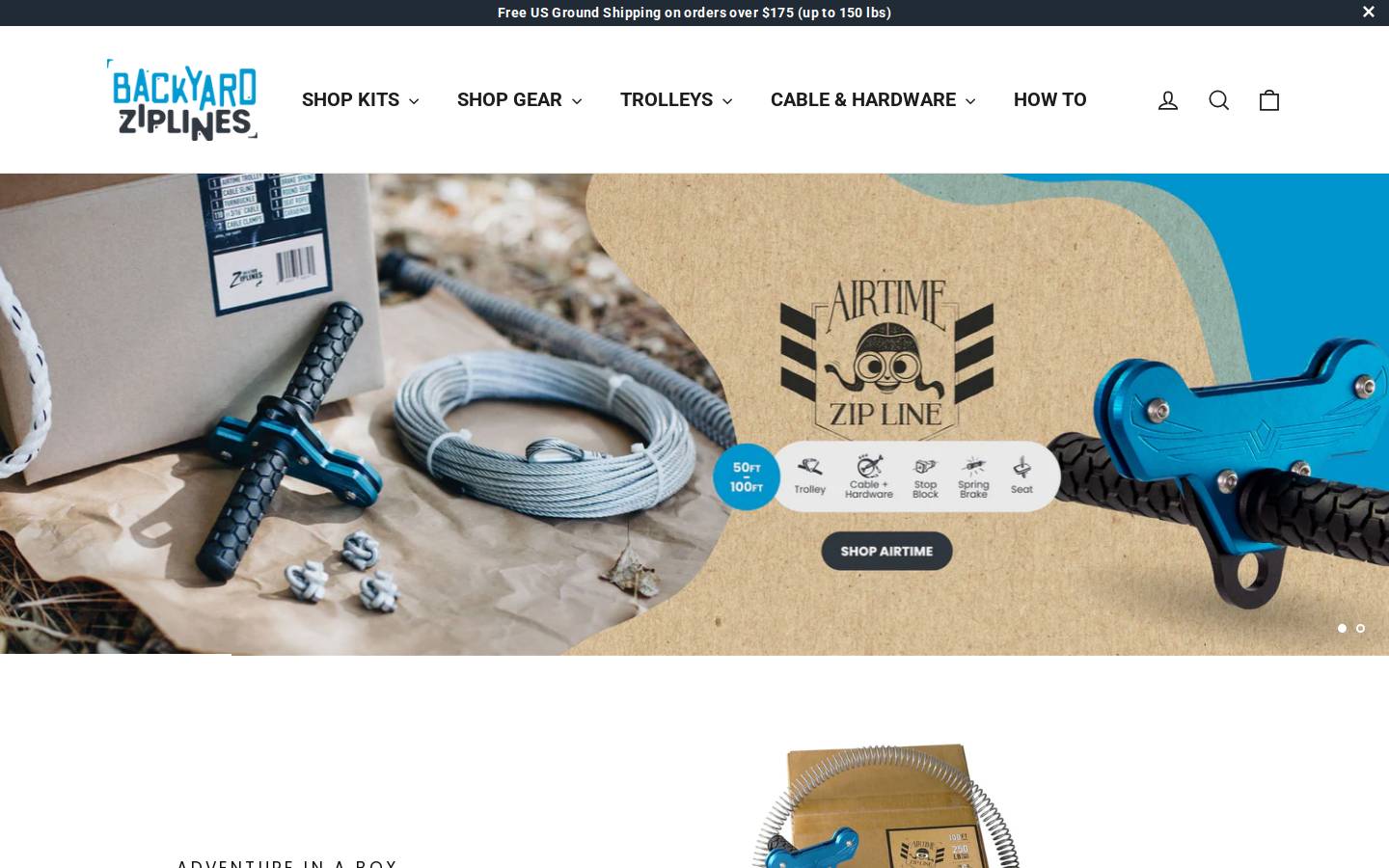 backyardziplines.com homepage screenshot