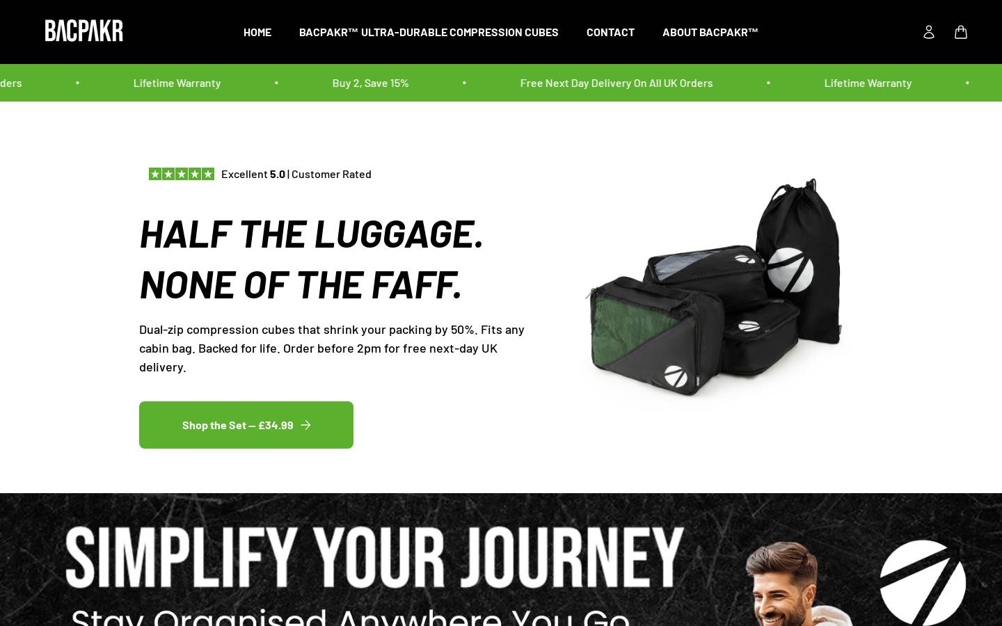 bacpakr.com homepage screenshot