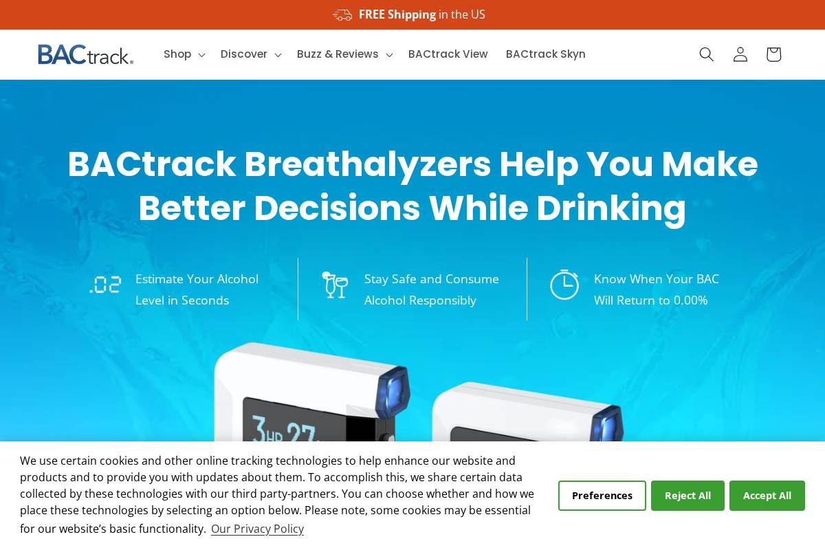 BACtrack homepage screenshot