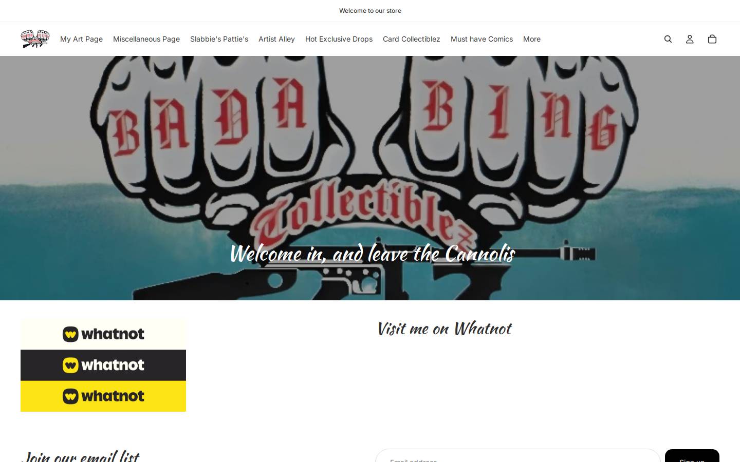 badabingcollectiblezllc.com homepage screenshot