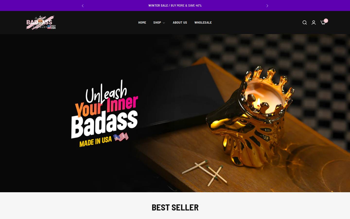 badasscandle.com homepage screenshot