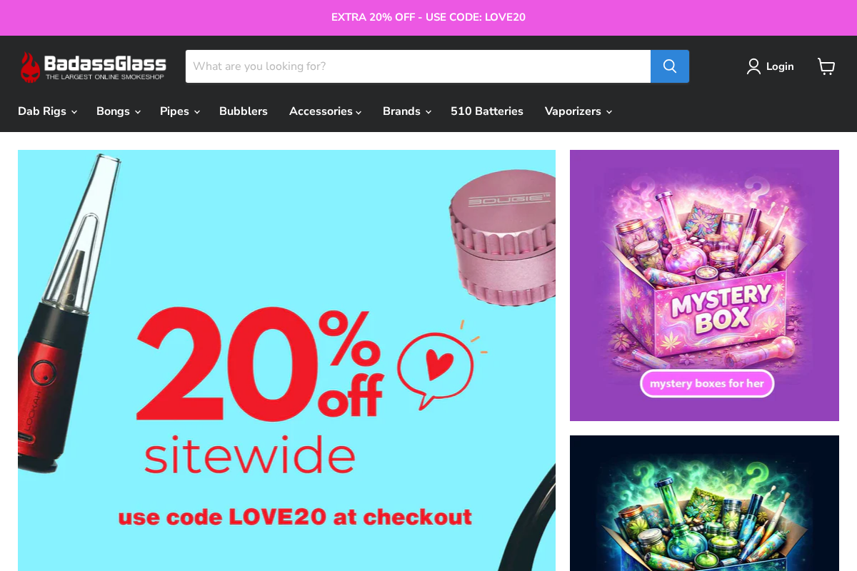 Badassglass homepage screenshot