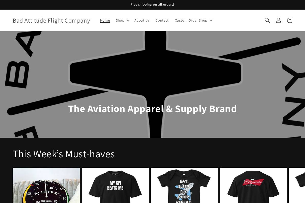 badattitudeflightco.com homepage screenshot