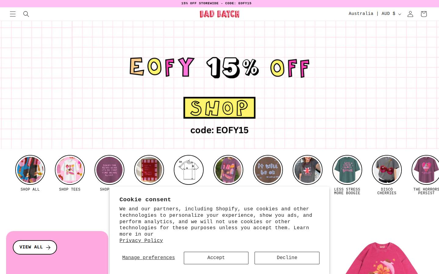 badbatch.com.au homepage screenshot
