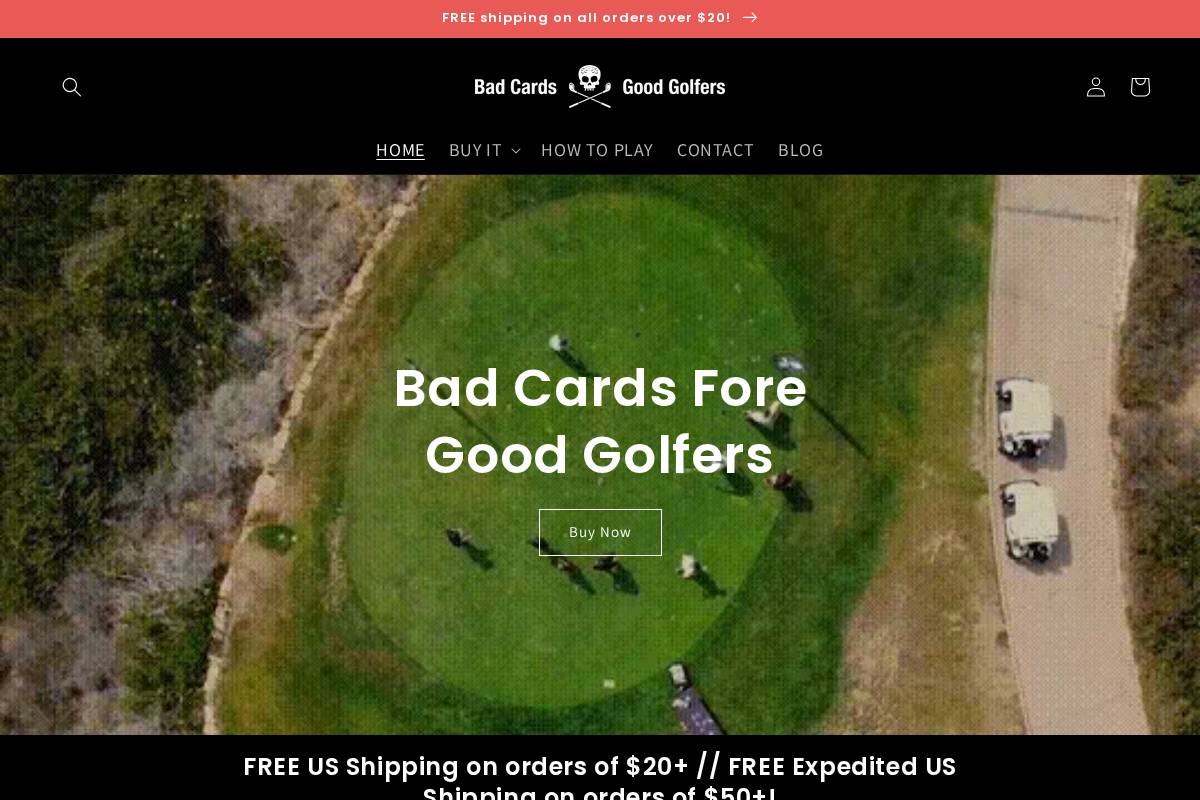 badcardsforegoodgolfers.com homepage screenshot