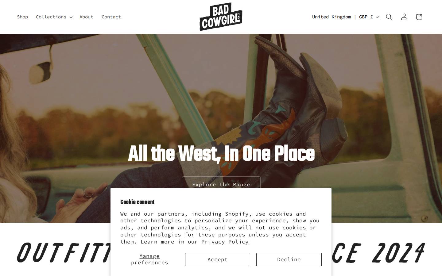 badcowgirlco.com homepage screenshot