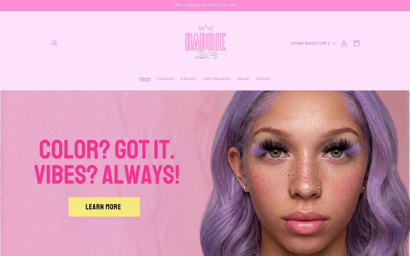 baddielasheslv.com homepage screenshot