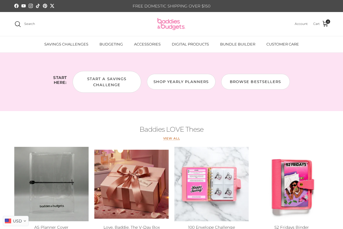 Baddies and Budgets homepage screenshot