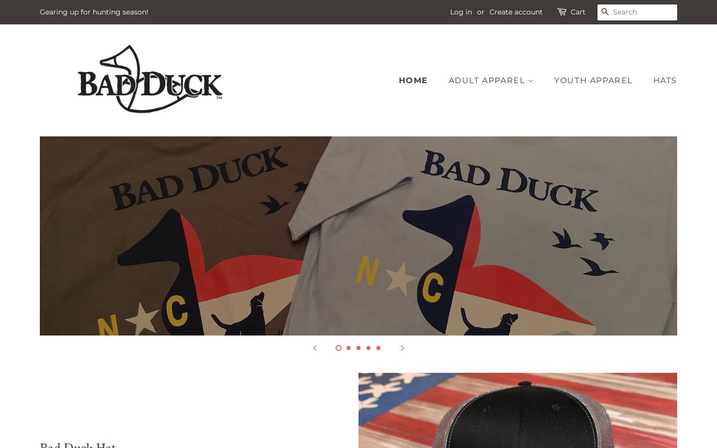 badduckgear.com homepage screenshot