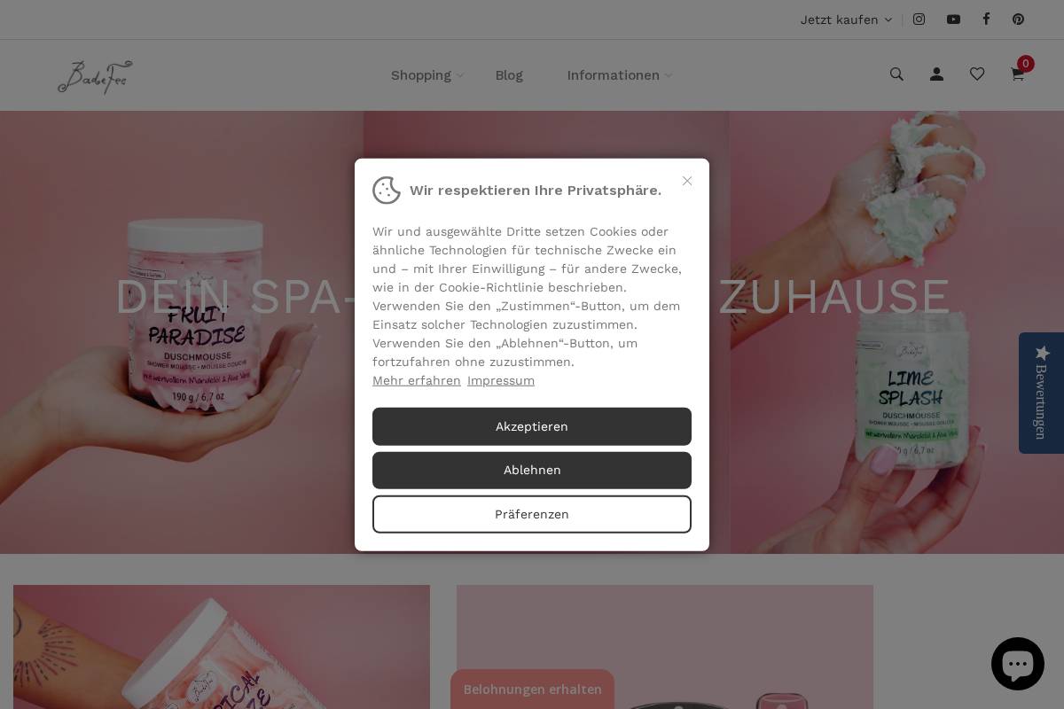 Badefee homepage screenshot