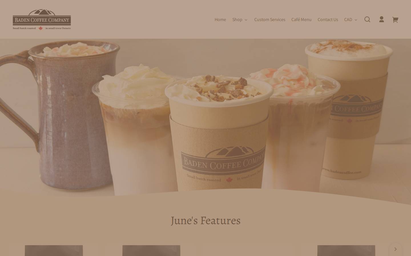 badencoffee.ca homepage screenshot