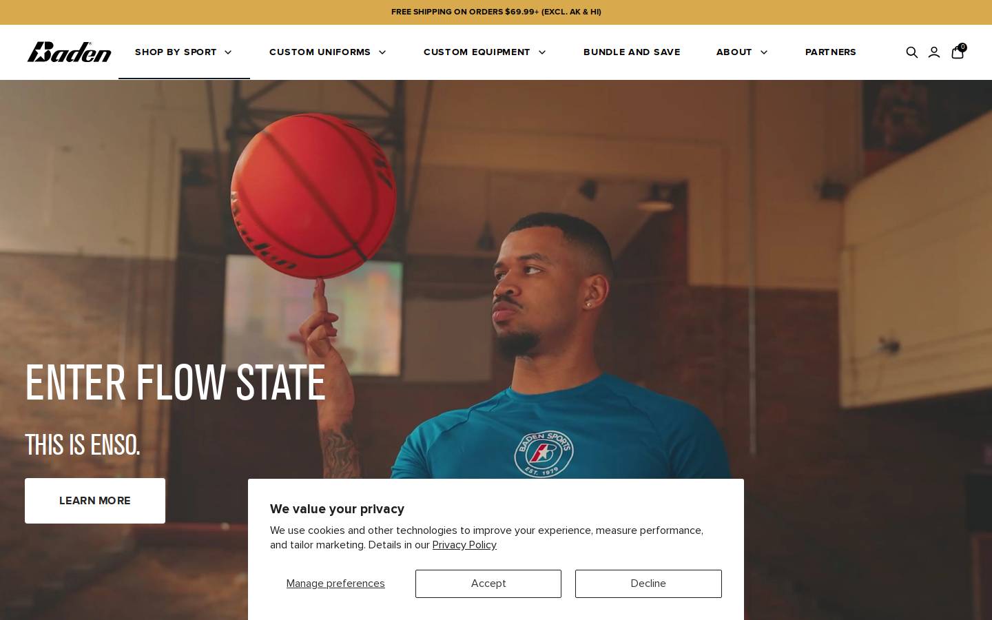 Baden Sports homepage screenshot