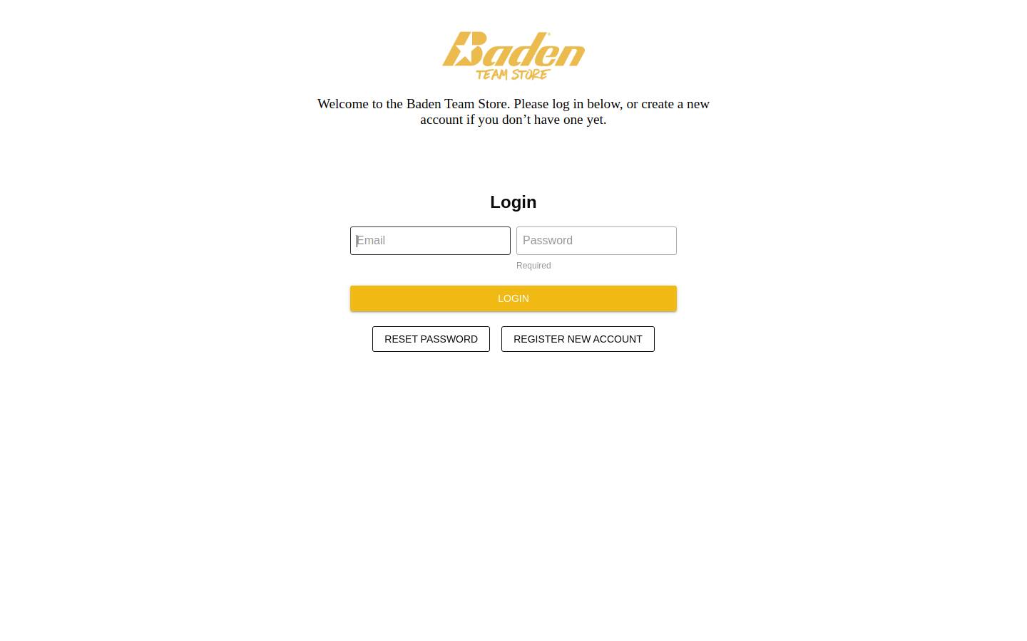 badenteamstore.com homepage screenshot