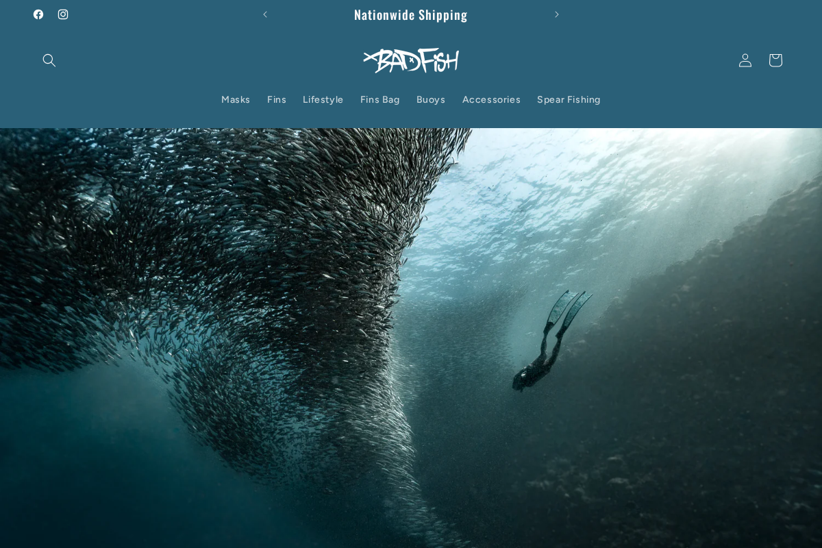 Badfish Dive Gear homepage screenshot