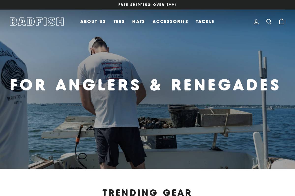 Badfish Tackle Co homepage screenshot