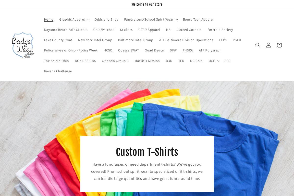 badge-wear.com homepage screenshot