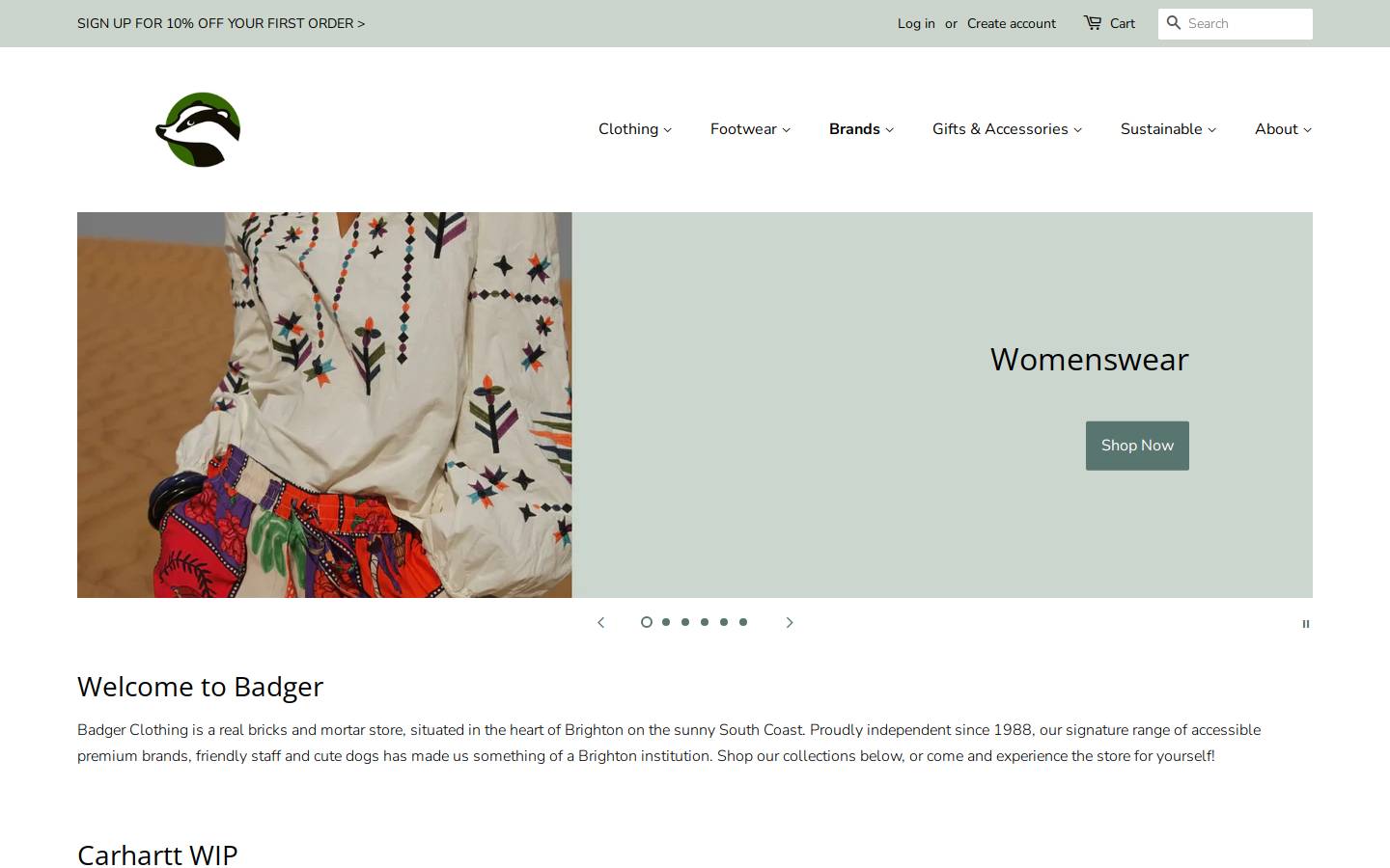 badgerclothing.co.uk homepage screenshot