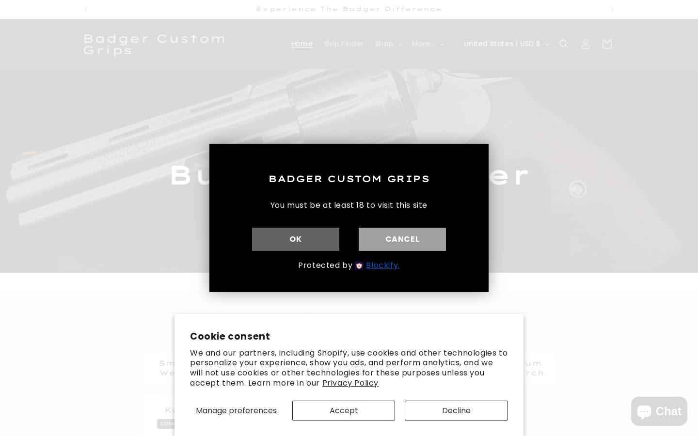 badgercustomgrips.com homepage screenshot