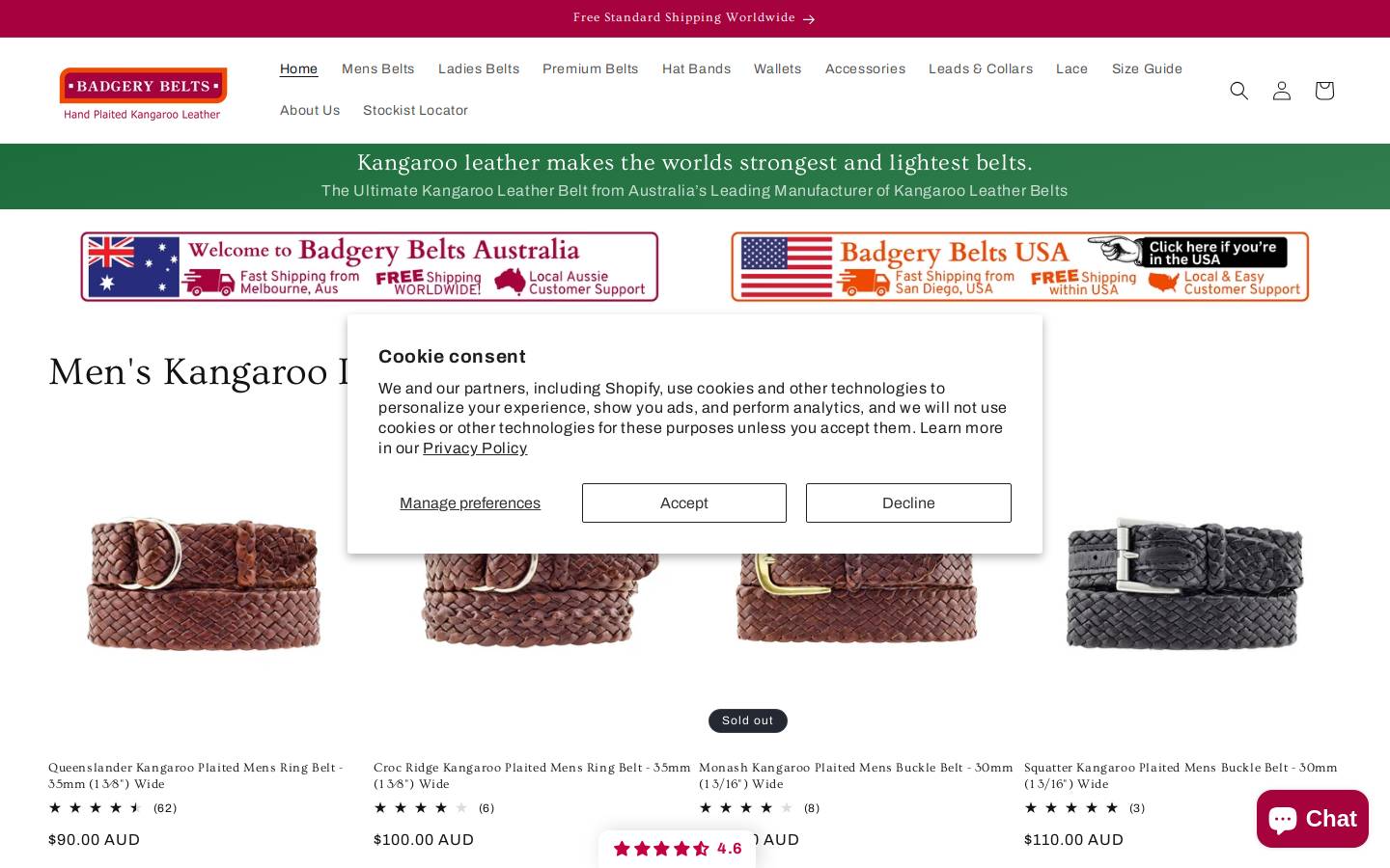 badgerybelts.com.au homepage screenshot