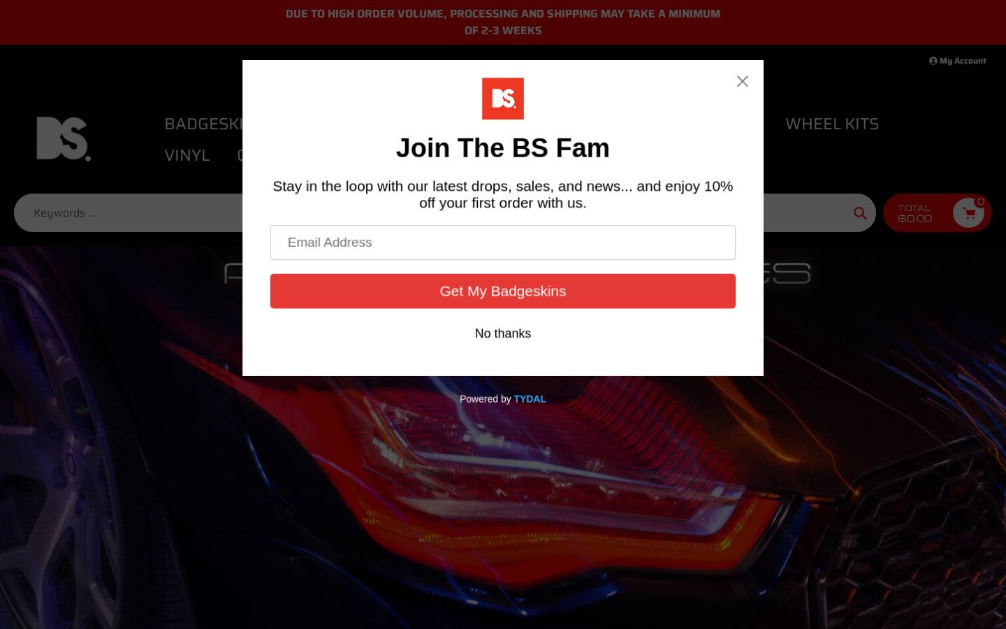 Badgeskins homepage screenshot