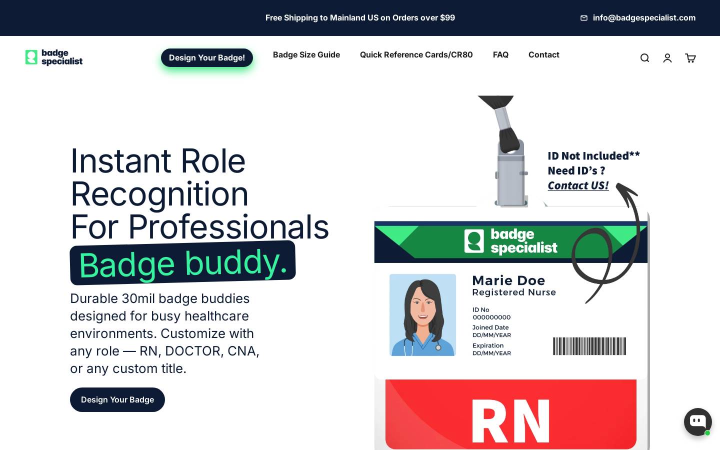 badgespecialist.com homepage screenshot