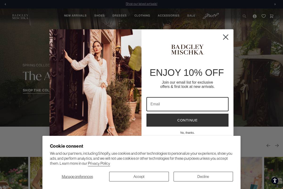 Badgley Mischka homepage screenshot