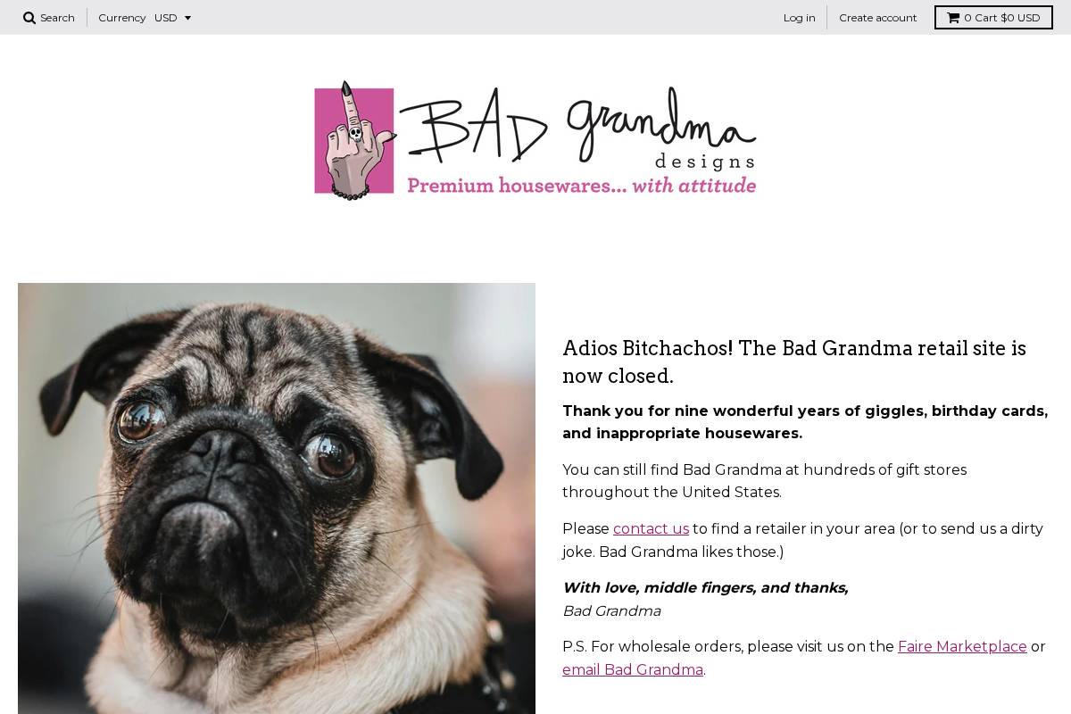 badgrandmadesigns.com homepage screenshot