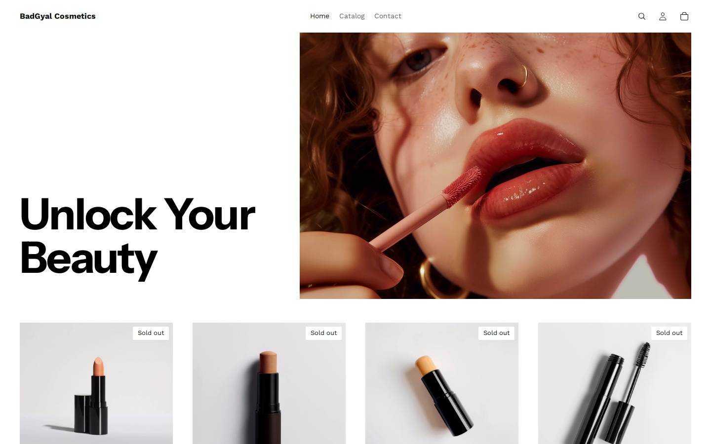 badgyalcosmetics.com homepage screenshot
