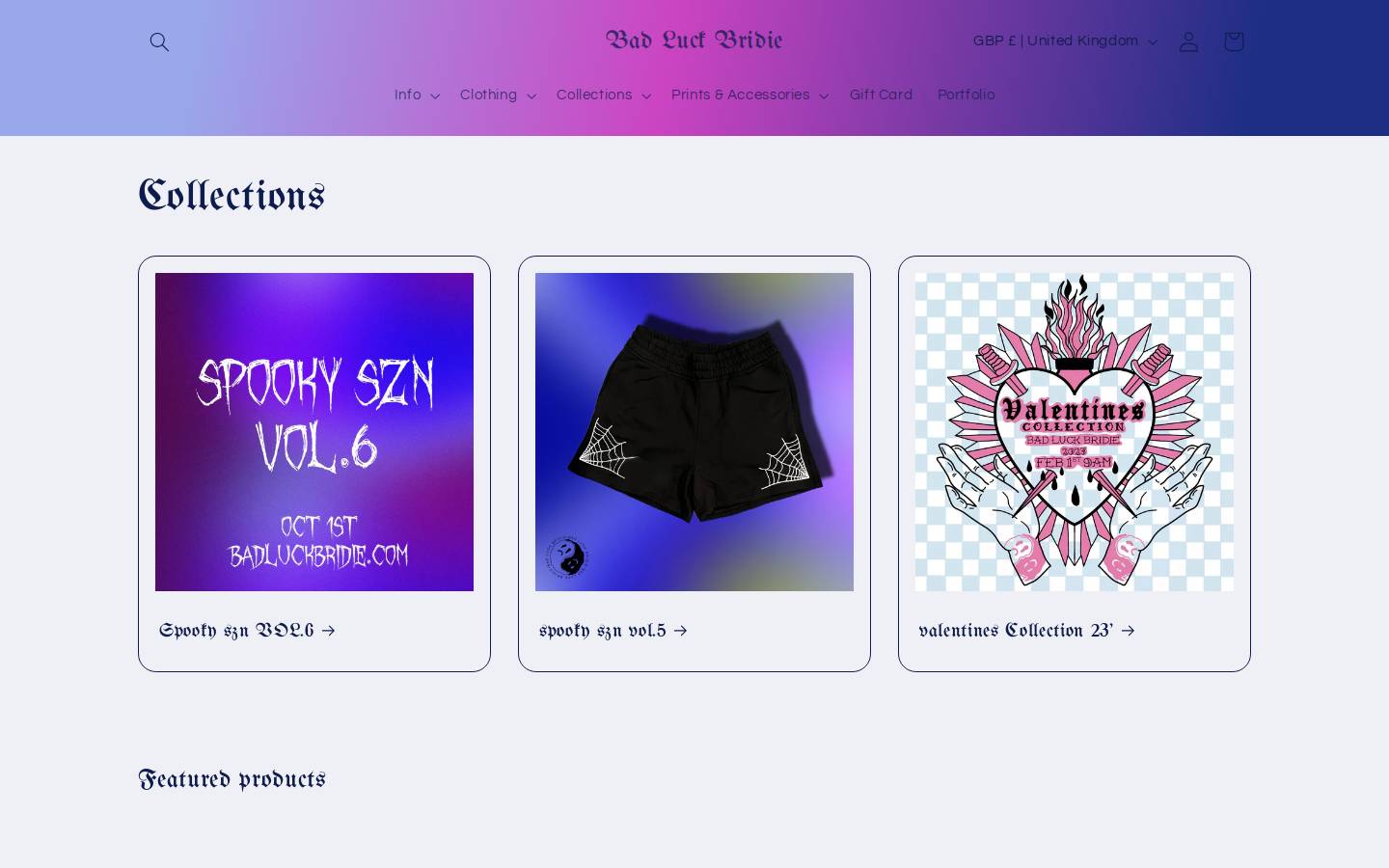 badluckbridie.com homepage screenshot
