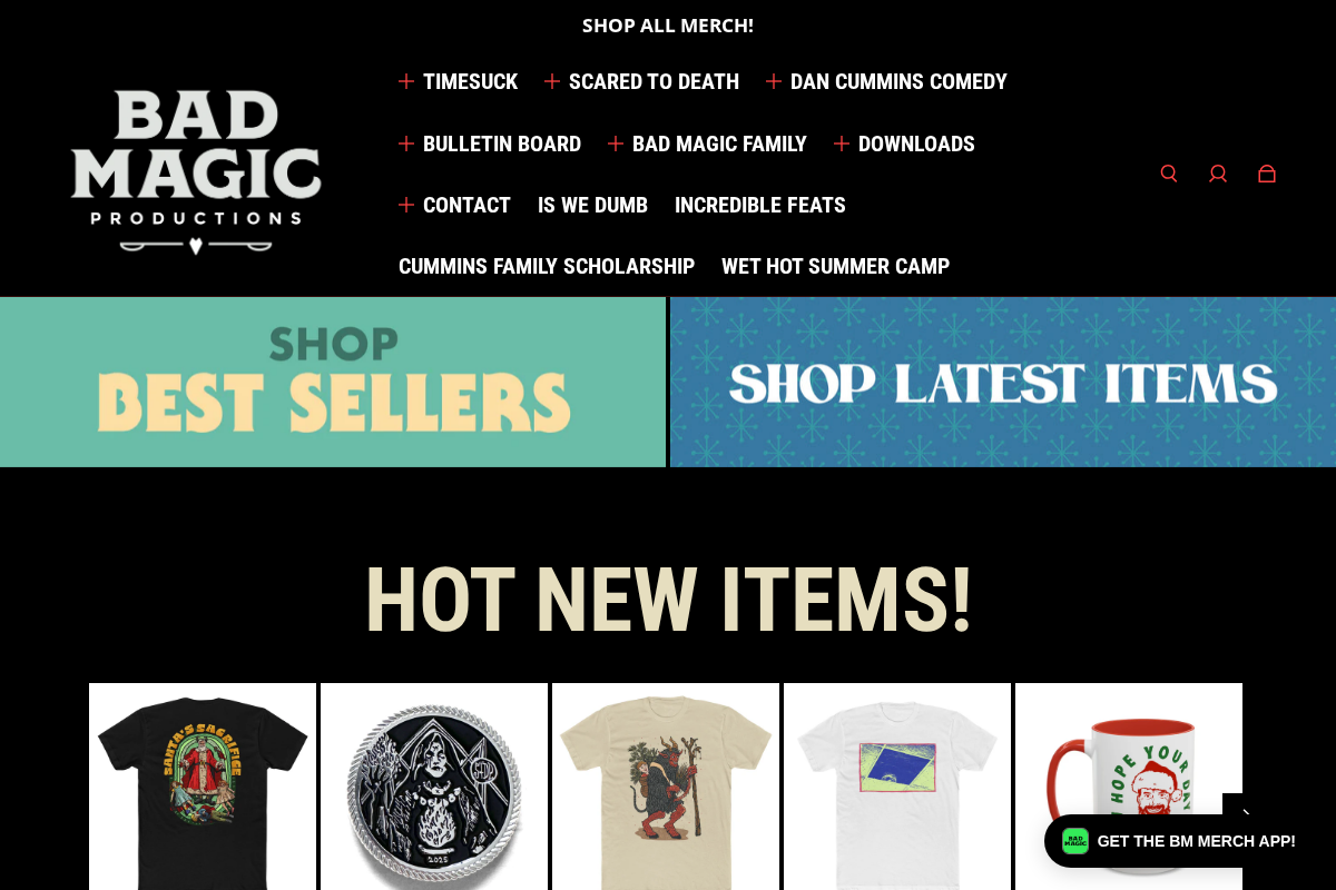 Bad Magic Productions homepage screenshot
