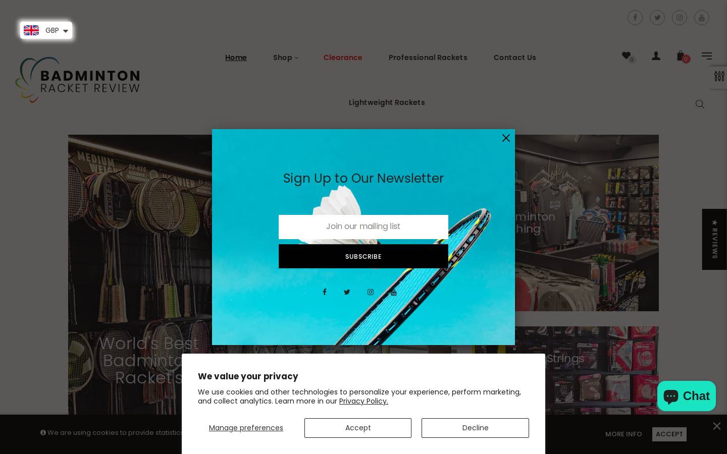badminton-racket-review.com homepage screenshot