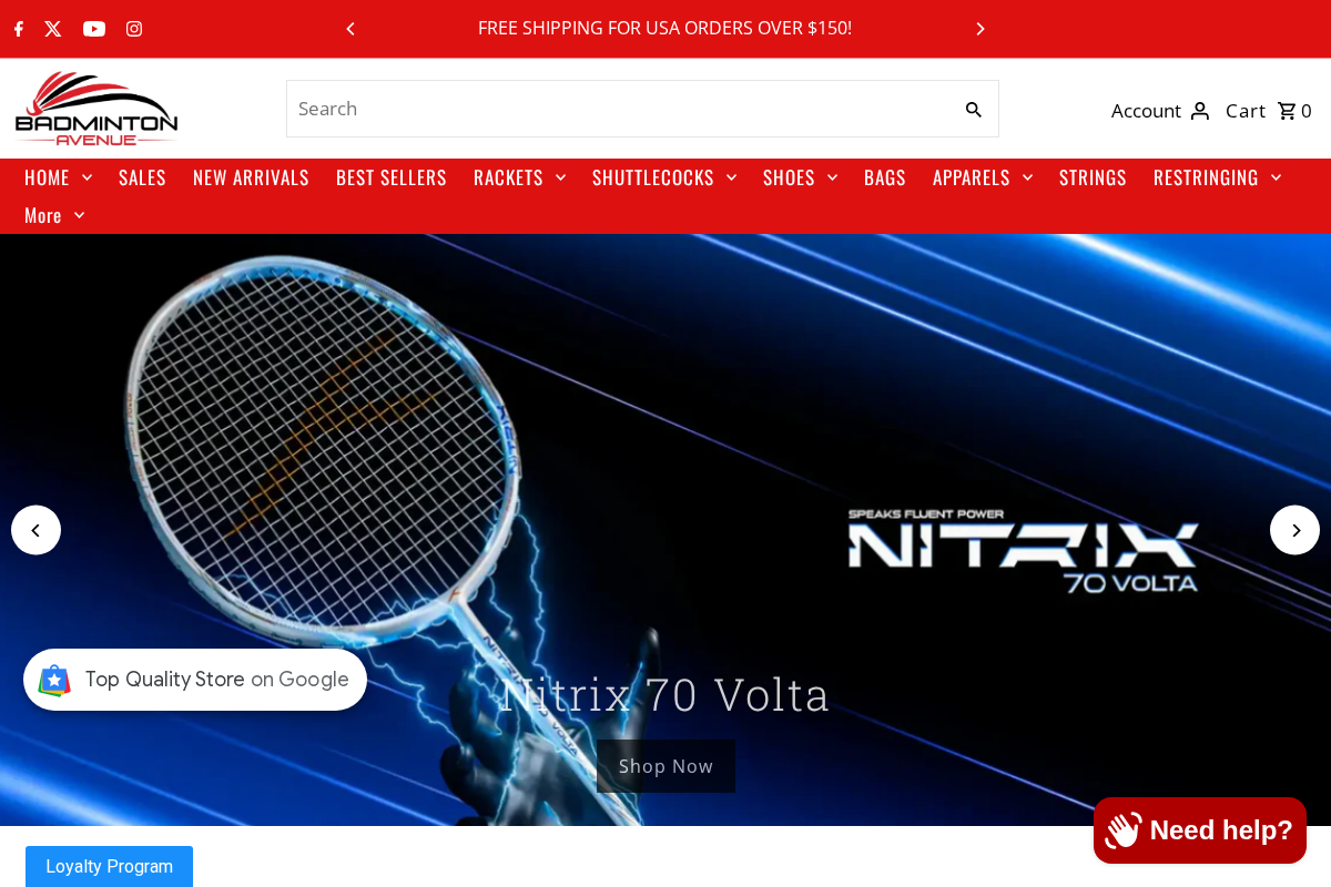 badmintonavenue.com homepage screenshot