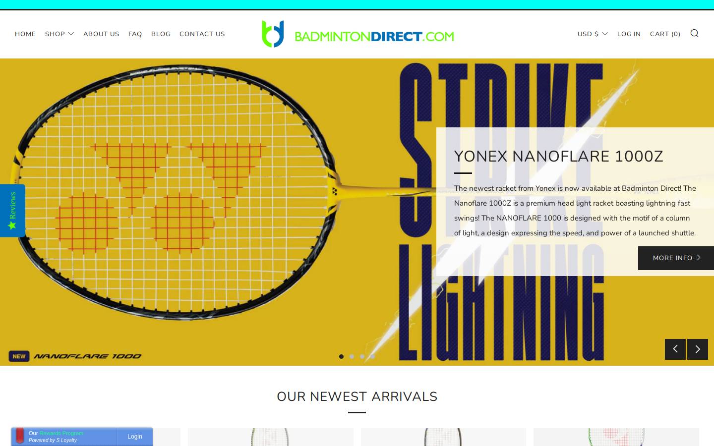 badmintondirect.com homepage screenshot