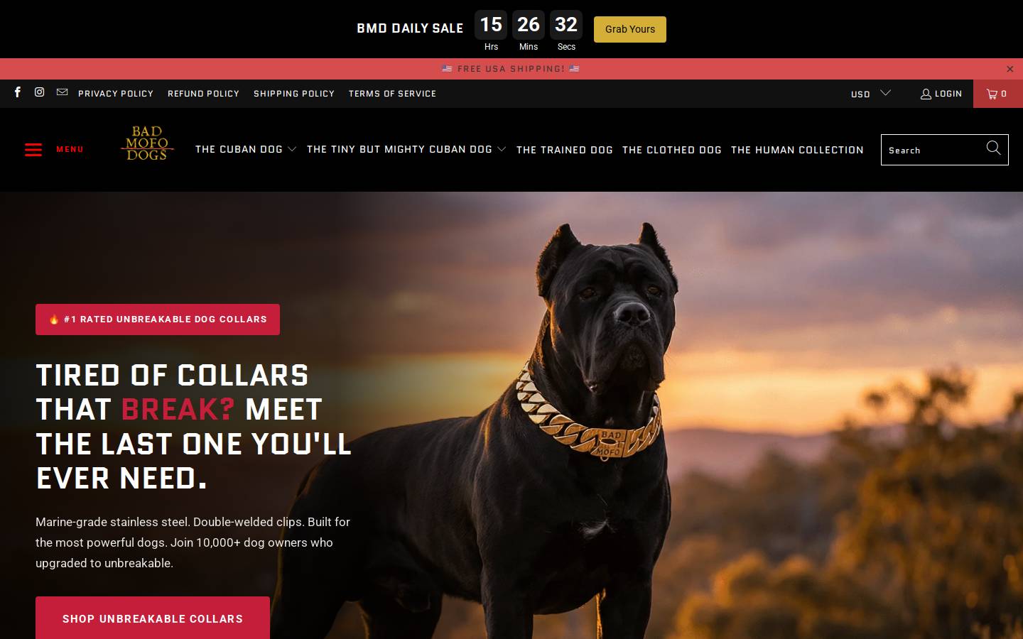 badmofodogs.com homepage screenshot