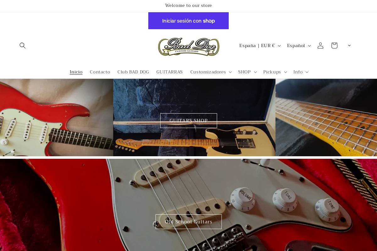 badoguitars.com homepage screenshot