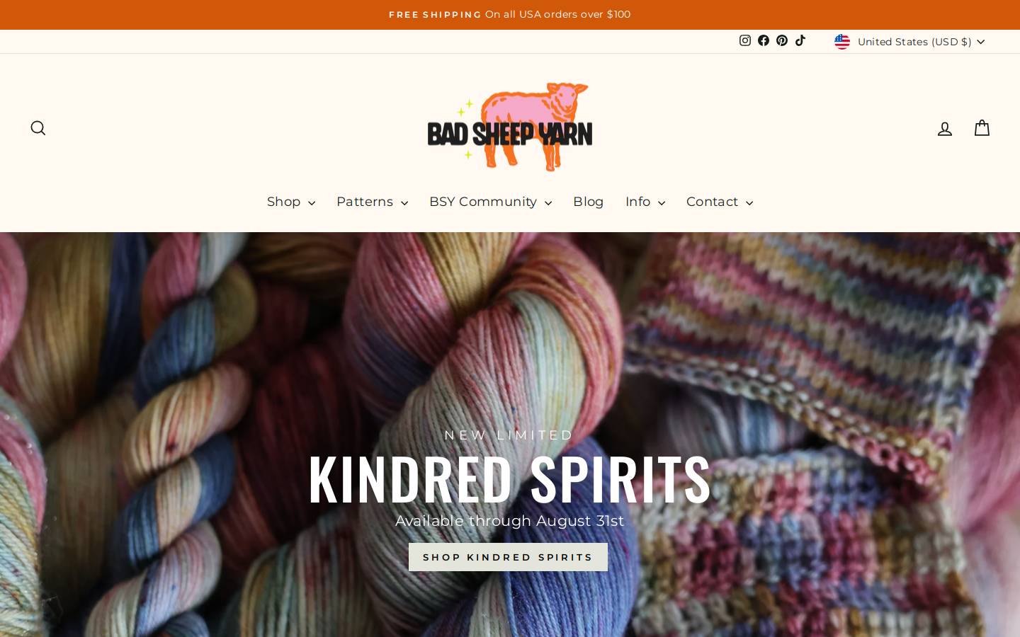 badsheepyarn.com homepage screenshot